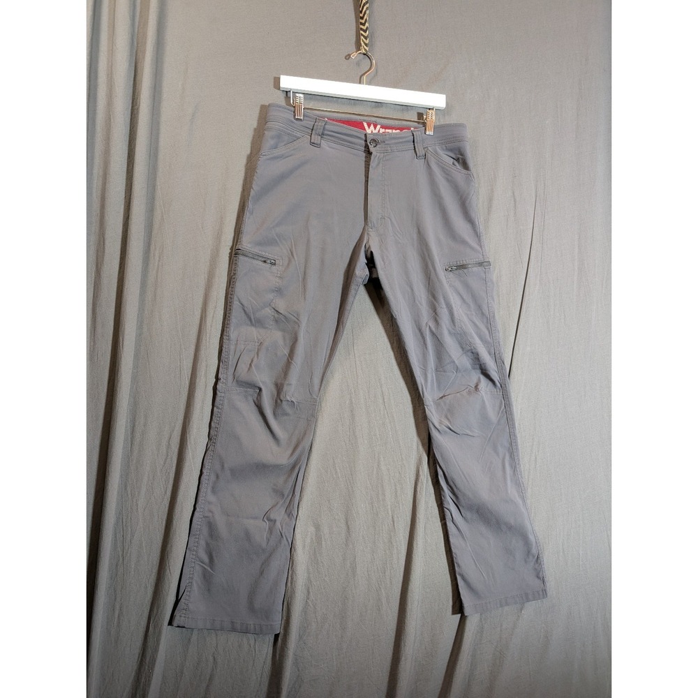 Wrangler Men's Gray Cargo‎ Pants Zip Pockets Outdoor Relaxed Fit Size 34x30